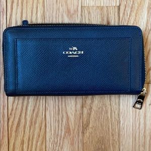 Coach Navy Blue Zip Around Clutch Wallet
